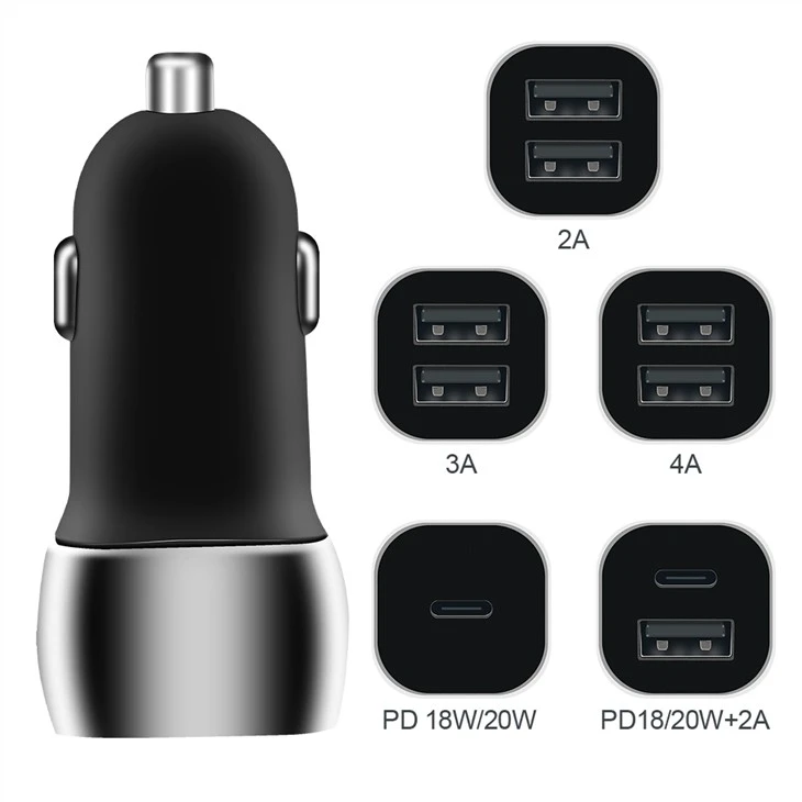 2 prievadų usb c automobilinis įkroviklis